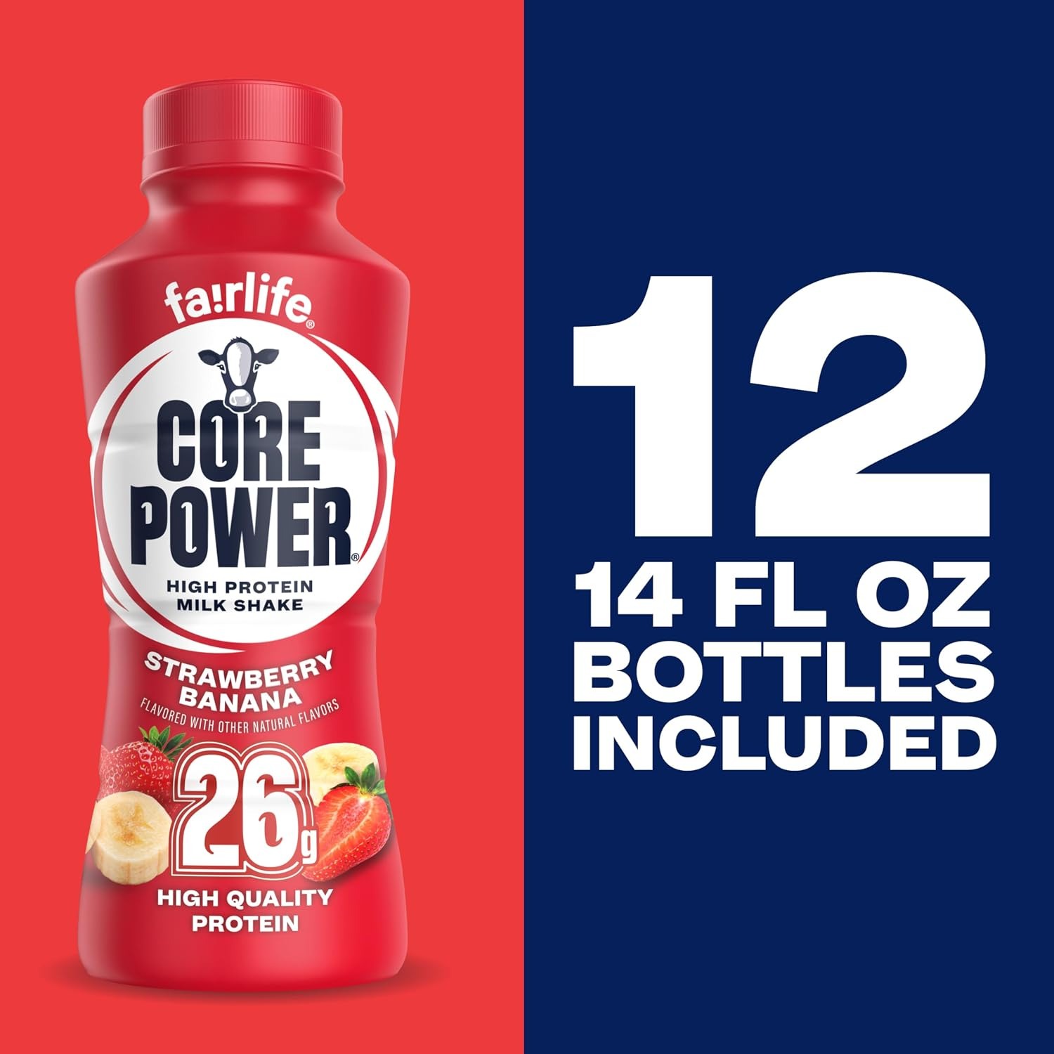 Core Power Fairlife 26g Protein Milk Shakes, Ready To Drink for Workout Recovery, Strawberry Banana, 14 Fl Oz (Pack of 12) - Image 4